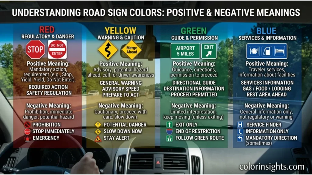 Positive and Negative Meanings of Road Sign Colors