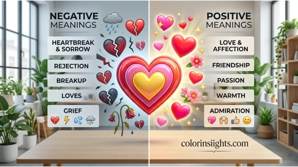 Positive and Negative Meanings of the Color Emoji Heart