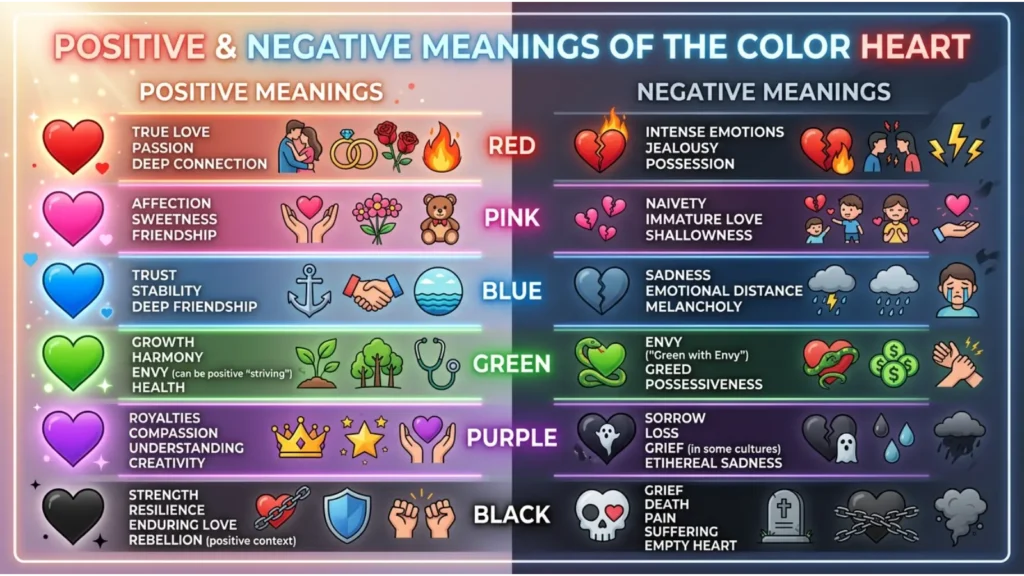 Positive and Negative Meanings of the Color Heart