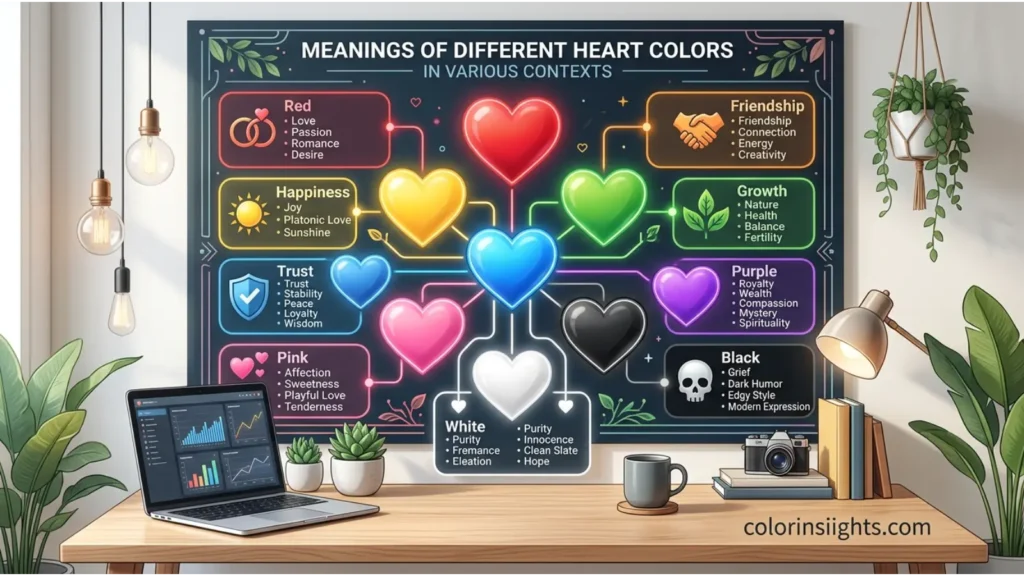 Meanings of Different Heart Colors in Various Contexts