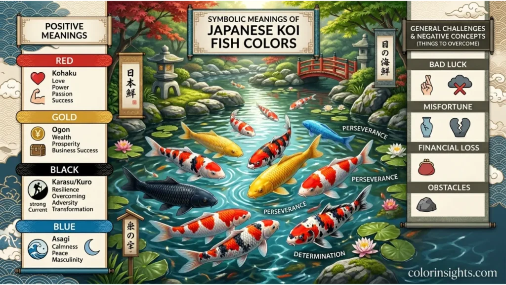 Positive and Negative Meanings of the Color Japanese Koi Fish