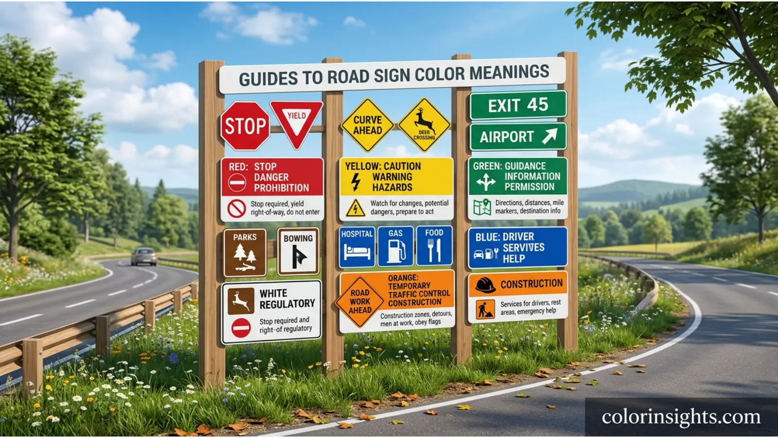 Road sign color meanings