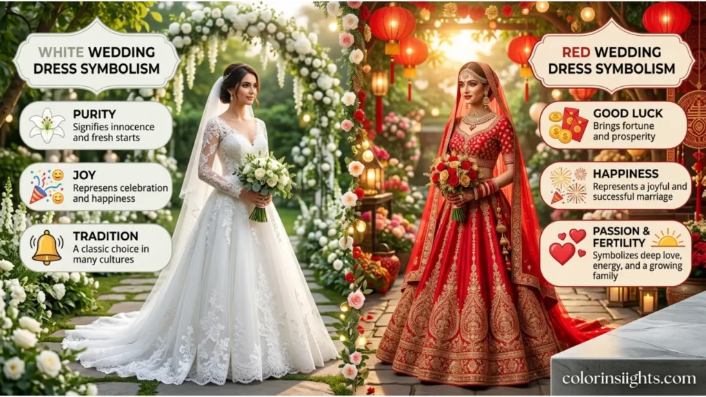 What Does the Color White or Red Wedding Dress Symbolize
