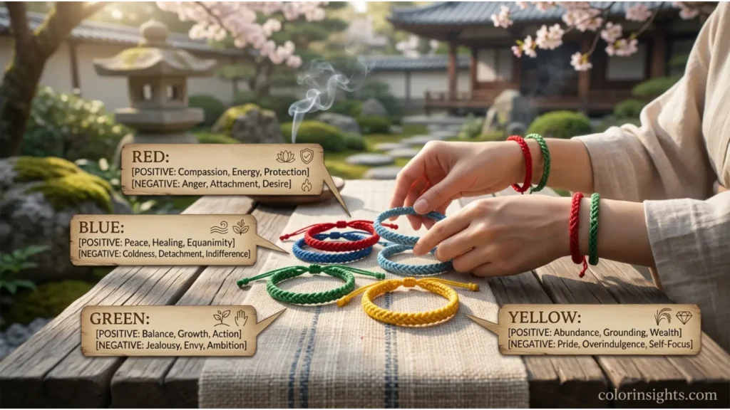 Positive and Negative Meanings of Buddhist String Bracelet Colors