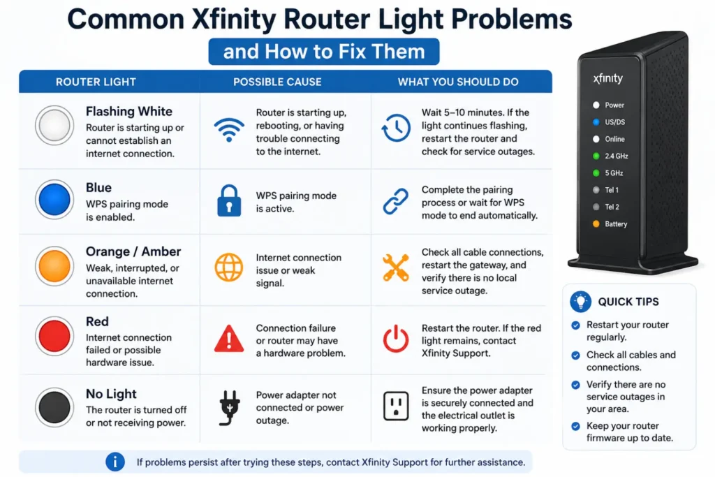 Common Xfinity Router Light Problems and How to Fix Them