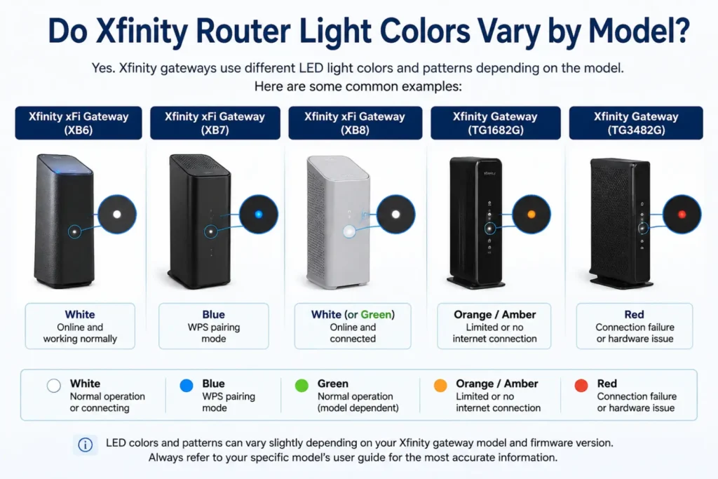 Do Xfinity Router Light Colors Vary by Model?