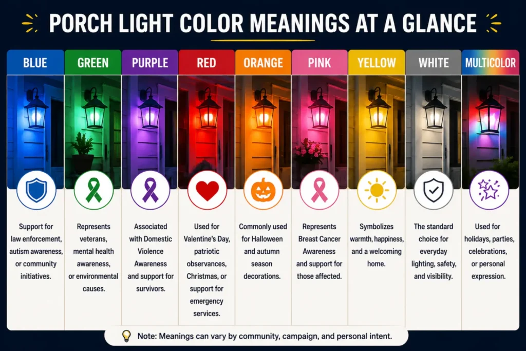 Porch Light Color Meanings at a Glance