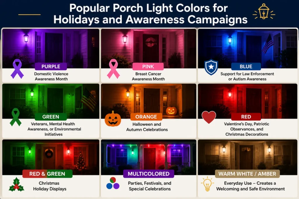 Popular Porch Light Colors for Holidays and Awareness Campaigns