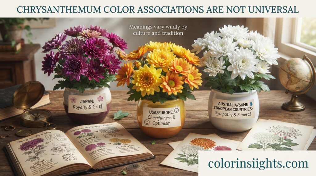 Chrysanthemum Color Associations Are Not Universal