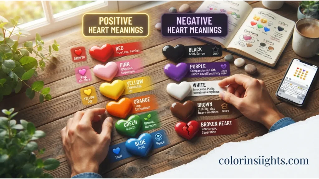 Positive and Negative Meanings of Heart Color Emojis