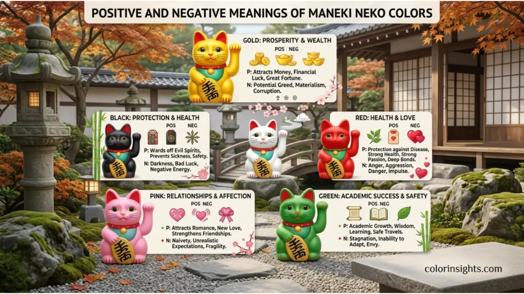 Positive and Negative Meanings of Maneki Neko Colors