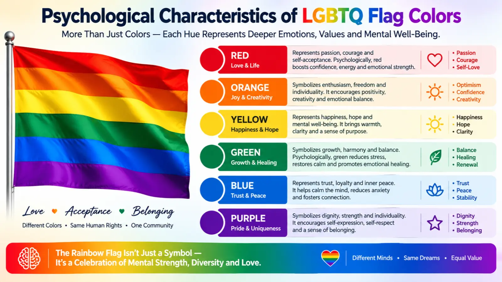 Psychological Characteristics of LGBTQ Flag Colors