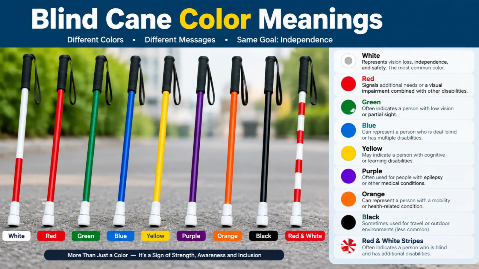 blind cane color meanings