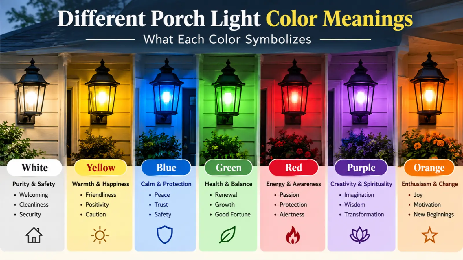 different porch light color meanings