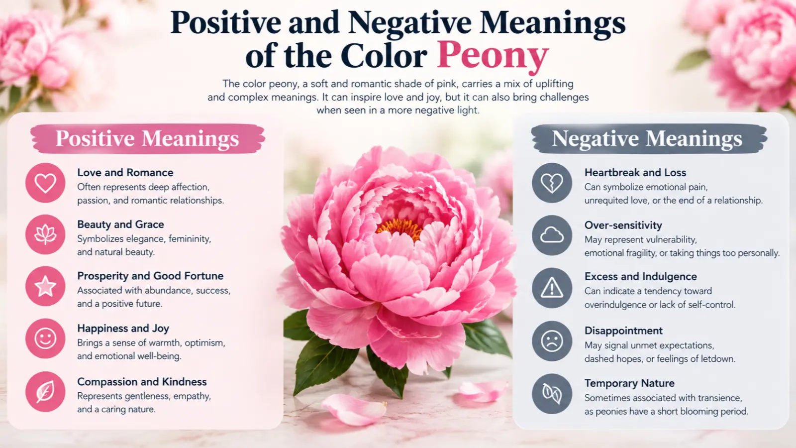 Positive and Negative Meanings of the Color Peony
