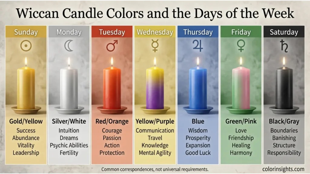 Wiccan Candle Colors and the Days of the Week
