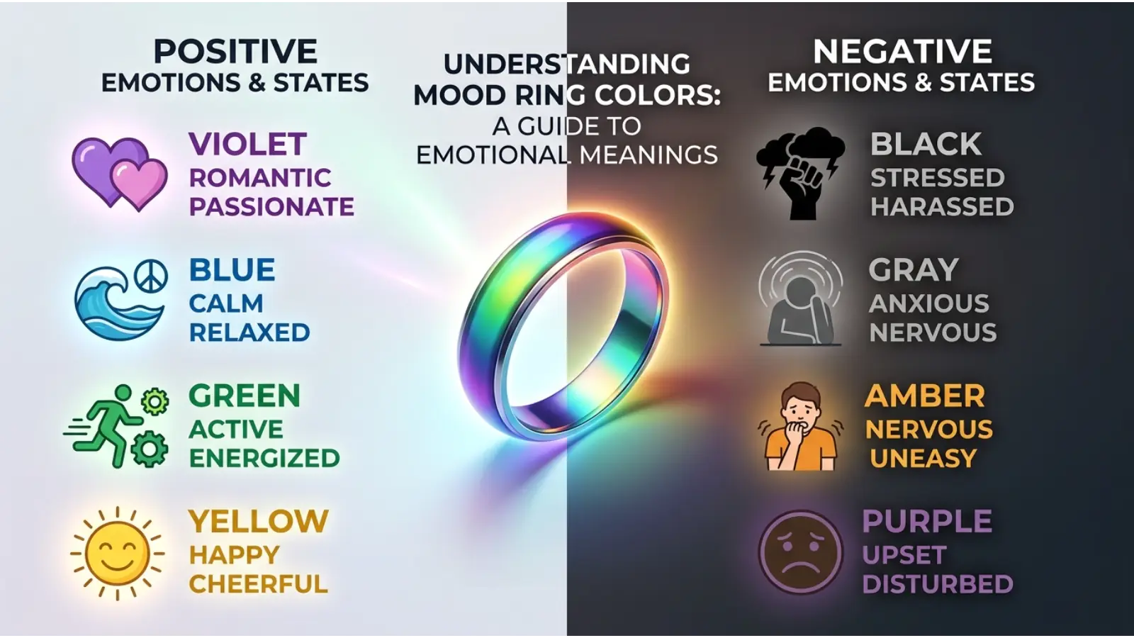 Positive and Negative Meanings of Mood Ring Colors