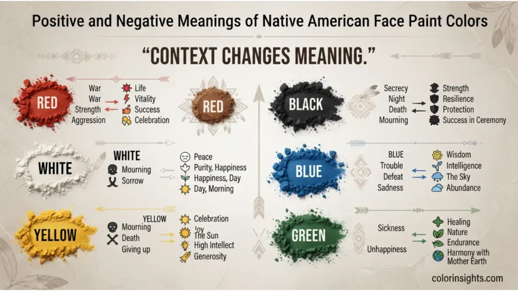 Positive and Negative Meanings of Native American Face Paint Colors