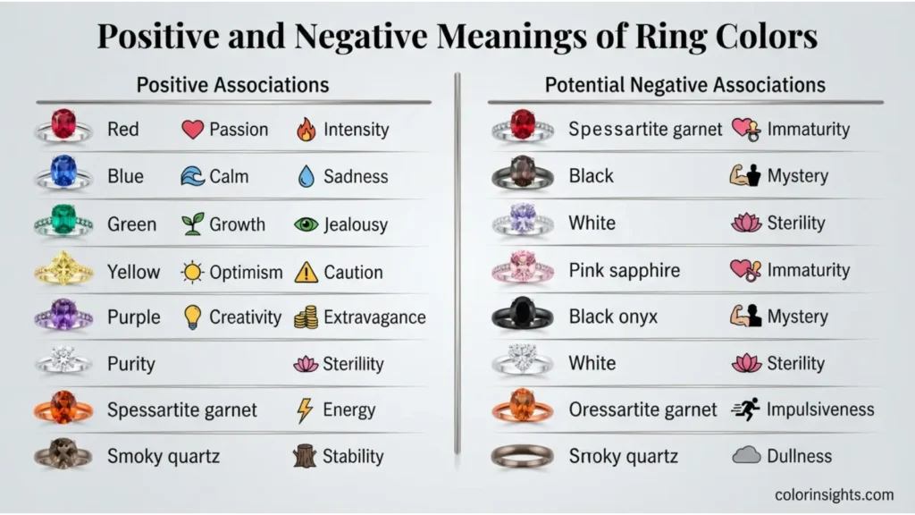 Positive and Negative Meanings of Ring Colors