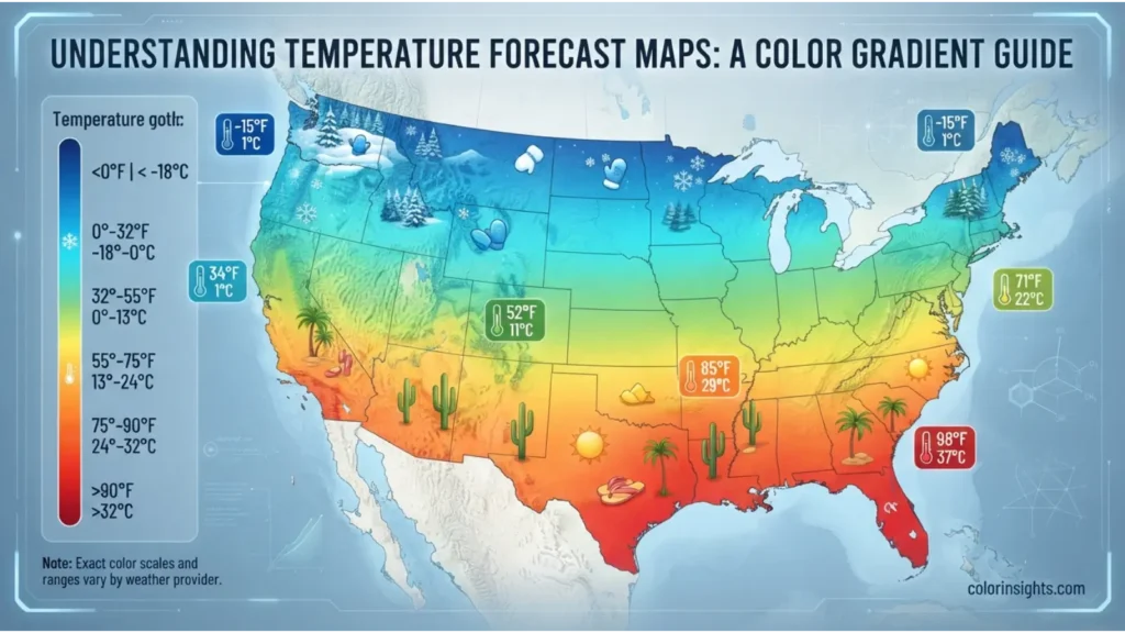 Temperature Map Color Meanings