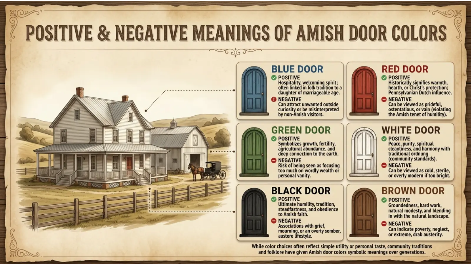 Positive and Negative Meanings of Amish Door Colors